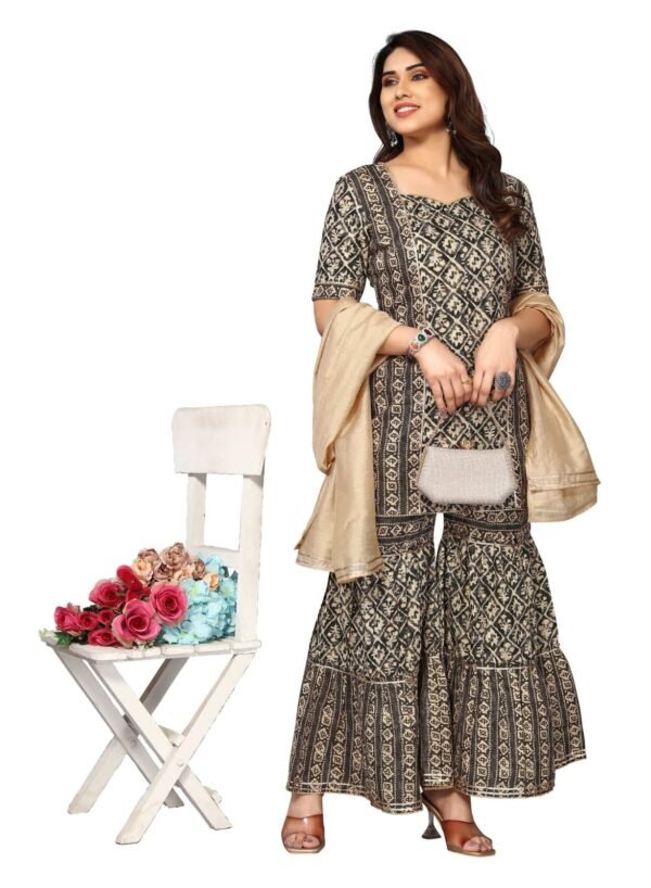 Designer Sharara Kurta & Dupatta Set For Women